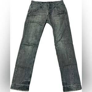 Frankie Morello Grey Distressed Jeans Size 31 With 32” Inseam Slim High Rise